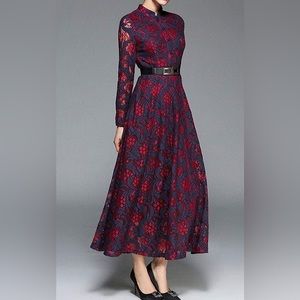 Apostolic formal blue and red lace dress. Size M